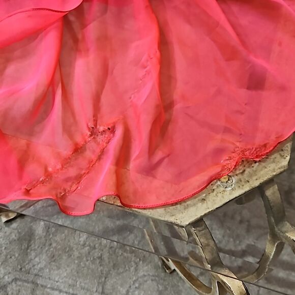 NWT La Femme Coral & Silver sequined chiffon gown size 4 (with flaw) - Picture 15 of 16